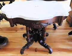 5-22-19-Victorian-Walnut-highly-carved-turtle-top-Parlor-Table $1,100