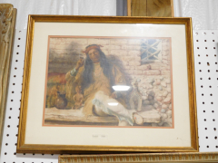 1-4-17-Original-framed-watercolor-of-American-Indian-signed-Theo.-Welch $1,320